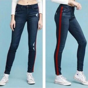 Judy Blue Skinny Red Velvet Trim Midrise Jeans Size 13/31